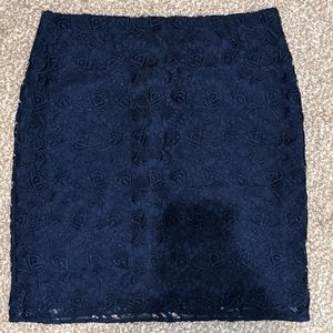 Navy Lace Banana Republic Pencil Skirt